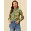 imageAllegra K Womens Tropical Print Blouse Lapel Collar Long Sleeve Elegant Button Down ShirtGreenfloral