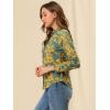 imageAllegra K Womens Tropical Print Blouse Lapel Collar Long Sleeve Elegant Button Down ShirtGreenfloral