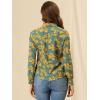 imageAllegra K Womens Tropical Print Blouse Lapel Collar Long Sleeve Elegant Button Down ShirtGreenfloral