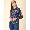 imageAllegra K Womens Tropical Print Blouse Lapel Collar Long Sleeve Elegant Button Down ShirtPurplefloral