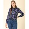 imageAllegra K Womens Tropical Print Blouse Lapel Collar Long Sleeve Elegant Button Down ShirtPurplefloral