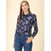 imageAllegra K Womens Tropical Print Blouse Lapel Collar Long Sleeve Elegant Button Down ShirtPurplefloral