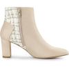 imageAllegra K Womens Tweed Plaid Heels Boot Bow Block Heels Ankle BootsBeige