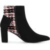 imageAllegra K Womens Tweed Plaid Heels Boot Bow Block Heels Ankle BootsBlack