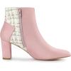 imageAllegra K Womens Tweed Plaid Heels Boot Bow Block Heels Ankle BootsPink