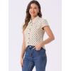 imageAllegra K Womens Vintage Polka Dots Shirt Retro Short Sleeve Button Up TopsDark Beige