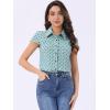 imageAllegra K Womens Vintage Polka Dots Shirt Retro Short Sleeve Button Up TopsDusty Blue