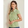 imageAllegra K Womens Vintage Polka Dots Shirt Retro Short Sleeve Button Up TopsGreen