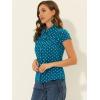 imageAllegra K Womens Vintage Polka Dots Shirt Retro Short Sleeve Button Up TopsLake Blue