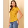 imageAllegra K Womens Vintage Polka Dots Shirt Retro Short Sleeve Button Up TopsYellow