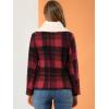 imageAllegra K Womens Winter Detachable Collared Button Pockets Check Plaid CoatRed