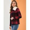 imageAllegra K Womens Winter Detachable Collared Button Pockets Check Plaid CoatRed