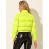 imageAllegra K Womens Winter Shiny Cropped Quilted Padded Puffer Metallic Coat