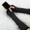 imageAllegra K Womens Winter Warmers Fingerless Thumbhole Elastic Long Knitted Party Costume GlovesBlackdark Gray