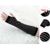 imageAllegra K Womens Winter Warmers Fingerless Thumbhole Elastic Long Knitted Party Costume GlovesBlackgray