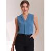 imageAllegra K Womens Work Sleeveless Blouse Business Casual V Neck Tank TopsBlue Gray