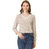 imageAllegra K Casual Blouse for Womens Lace Trim Ruffled Neck Long Sleeve Casual Chiffon Floral TopCream White