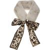 imageAllegra K Leopard Ribbons Faux Fur Winter Wrap Collar Scarf Plush Neck Scarves Warmer for WomenApricot