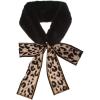 imageAllegra K Leopard Ribbons Faux Fur Winter Wrap Collar Scarf Plush Neck Scarves Warmer for WomenBlack