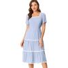 imageAllegra K Midi Dress for Womens Short Sleeve Tiered Square Neck Long DressesBlue