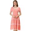 imageAllegra K Midi Dress for Womens Short Sleeve Tiered Square Neck Long DressesPink