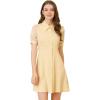 imageAllegra K Shirt Dress for Womens Sheer Sleeve Button Up Collared DressBeige