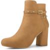 imageAllegra K Womens Buckle Decor Chunky Heels Ankle Boots