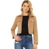 imageAllegra K Womens Button Front Long Sleeve Crop Jacket CoatKhaki