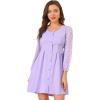 imageAllegra K Womens Casual V Neck Long Sleeve Swiss Dots Chiffon Mini Dress