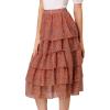 imageAllegra K Womens Elastic Waist Midi Tiered Layered Chiffon Boho Bottoms Floral Skirt