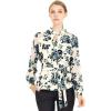 imageAllegra K Womens Elegant Work Shirts Long Raglan Sleeve Collared Tops Floral Peplum BlousesBeige