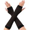 imageAllegra K Womens Fingerless Gloves Printed Elbow Length Knitted Arm WarmersBlack Coffee