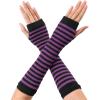 imageAllegra K Womens Fingerless Gloves Printed Elbow Length Knitted Arm WarmersBlack Darkviolet