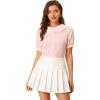 imageAllegra K Womens Gingham Button Up Shirt Blouse Short Sleeve Peter Pan Collar TopsPink