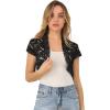 imageAllegra K Womens Lace Cardigan Open Front Elegant Short Sleeve Sheer Floral Cropped Bolero Lace Shrug TopBlack