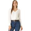 imageAllegra K Womens Lace Panel Tops V Neck Casual Long Sleeves Blouse