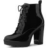 imageAllegra K Womens Lace Up Chunky Heels Platform Ankle Combat BootsBlack