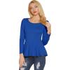 imageAllegra K Womens Long Sleeves Scoop Neck Casual Peplum Shirt TopsRoyal Blue
