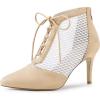 imageAllegra K Womens Mesh Lace Up Stiletto Heels Ankle BootsBeige