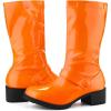 imageAllegra K Womens Mid Calf Boots Chunky Heels Patent Leather GO GO BootsOrange