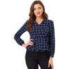 imageAllegra K Womens Office Work Blouse Tie Waist Plaid Check Long Sleeve Workwear Wrap Peplum Top