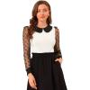 imageAllegra K Womens Peter Pan Collar Contrast Color Mesh Sheer Dots Print Long Sleeve Tops