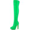 imageAllegra K Womens Platform Round Toe Chunky Heels Over The Knee High BootsGreen