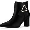 imageAllegra K Womens Pointed Toe Buckle Chunky Heels Ankle BootsBlack