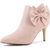 imageAllegra K Womens Pointed Toe Zip Bow Stiletto Heels Ankle BootsDust Pink