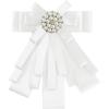 imageAllegra K Womens Pretied Bowknot Beads Bow Tie Elegant Large Ribbon BroochWhite