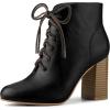 imageAllegra K Womens Round Toe Lace Up Chunky Heels Ankle BootiesBlack