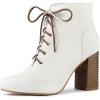 imageAllegra K Womens Round Toe Lace Up Chunky Heels Ankle BootiesWhite