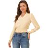 imageAllegra K Womens Ruffle VNeck Long Sleeve Chiffon Smocked Waist Blouse