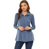 imageAllegra K Womens Swing Blouse Mock Neck Long Sleeve Zip Up Tunic TopGrey Blue